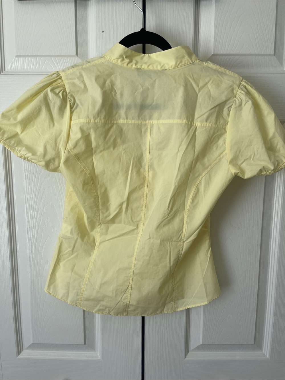 NWT Zara Yellow Tie-Neck Button Down Fitted Sweetheart Blouse - Picture 2 of 3